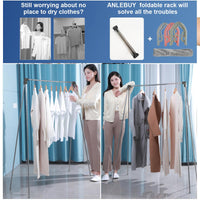 1 x RAW Customer Returns ANLEBUY Clothes Rack Foldable Portable Extendable Clothes Rail, Small Adjustable Travel Clothes Rack, Lightweight Clothes Rack, for Travel, Dance, Camping, Laundry, Hiking, Black - RRP €40.33