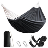 1 x RAW Customer Returns Anyoo Hammock Outdoor Cotton Comfortable Fabric with Tree-Friendly Straps for Hanging, Robust Portable Hammock with Travel Bag for Garden, Indoor, Balcony, Terrace, Camping - RRP €27.99