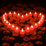 1 x RAW Customer Returns 1000 Pieces Artificial Fake Rose Petals and 24 Heart Shaped Flameless LED Tealight Candles Romantic Love LED Candles Artificial Petals for Valentine s Day Wedding Red  - RRP €20.15