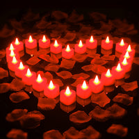 1 x RAW Customer Returns 1000 Pieces Artificial Fake Rose Petals and 24 Heart Shaped Flameless LED Tealight Candles Romantic Love LED Candles Artificial Petals for Valentine s Day Wedding Red  - RRP €21.6