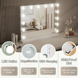 1 x RAW Customer Returns LIANWANG Hollywood makeup mirror with lighting, Hollywood mirror with 14 LED light dimmable, 3 color temperatures, touch screen, intelligent memory function for daughter, 50x42cm - RRP €59.48