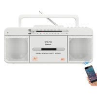 1 x RAW Customer Returns WTB-795 Retro Cassette Player with USB Bluetooth AM FM Radio Stereo, Built-in Microphone Recorder, Cassette to MP3 Converter, Large Speaker, Headphone Jack, Two 3 Speakers, Portable - RRP €49.49