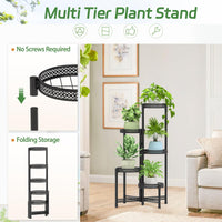 1 x RAW Customer Returns iDavosic.ly 5 Tier Metal Plant Stand Flower Pot Stand, Multi-Tier Plant Shelf Flower Shelf Plant Stairs for Room Corner, Living Room, Balcony, Terrace, Yard Hollow, Black  - RRP €49.99