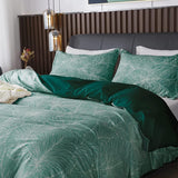 1 x RAW Customer Returns Nayoroom bed linen 200x220 green dark green leaves pattern duvet cover microfiber tropical palm leaves reversible bed linen set with zipper and 2 x pillowcase 80 x 80 cm - RRP €36.29