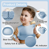 1 x RAW Customer Returns Bizcasa 9 Piece Silicone Baby Tableware Set, Non-Slip Children s Tableware Set, Children s Tableware with Suction Cup, Non-Slip Baby Bowl, Baby Plate, Baby Cutlery Set for Toddlers, BPA Free Blue  - RRP €22.61