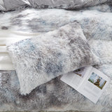 1 x RAW Customer Returns Menkala Plush Bed Linen 200x200 Grey White Warm Winter Longhair Fluffy Duvet Cover Coral Fleece Flannel Fluffy Faux Fur Tie Dye Reversible Bed Linen Set 3 Pieces with Zipper Pillowcases 80x80cm - RRP €59.99