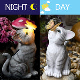 1 x RAW Customer Returns HIAME Garden Decoration Butterflies Decorative Solar Lamps for Outdoor Balcony Garden Decoration Courtyard Layout Cute Cat Top Butterfly Ornaments Resin Solar Lights Outdoor Creative Animals A  - RRP €38.99