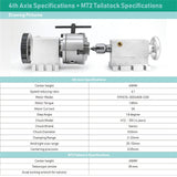 1 x RAW Customer Returns CNC 57HS76 stepper motor 6 1 K12-100mm 4 jaw chuck 100mm 4 axis A Aixs rotary axis, tailstock for CNC Router 4 with DM542 drive  - RRP €345.0