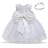 1 x RAW Customer Returns TTYAOVO Baby Girls Lace Dress Bowknot Flower Wedding Dresses Size 100 2-3 Years 648 White - RRP €28.99