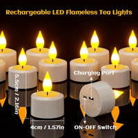 1 x RAW Customer Returns Yme Rechargeable LED tea lights with remote control and timer, pack of 12 flickering LED candles with timer function and USB C charging cables for living room, room, Halloween, Christmas, party decoration - RRP €37.98