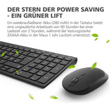 1 x RAW Customer Returns iClever 2.4G Keyboard Mouse Set Wireless Aluminum Wireless Slim Keyboard QWERTZ Layout German for Computer Desktop PC Laptop Surface Windows 10 8 7 Vista XP 2.4GHz, USB  - RRP €38.3