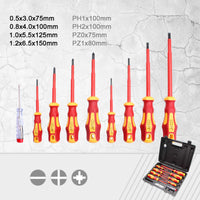 1 x RAW Customer Returns CCLIFE 9 pcs VDE insulated screwdriver set including voltage tester slotted PH PZ set - RRP €19.91