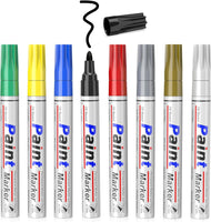 1 x RAW Customer Returns Permanent Marker Waterproof Pens 8 Colors Permanent Markers, Glass Pens and Paint Pens for Drawing on Stone, Metal, Plastic, Cups, Wood, Ceramics, and Tires, Colorfast Oil-Based Markers - RRP €9.99