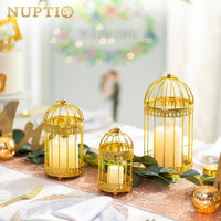 1 x RAW Customer Returns NUPTIO Birdcage Decorative Candle Holder White - 3 Pieces Vintage Pillar Candle Holder Metal Hanging Candlestick Small Lantern Lanterns for Outdoors Tealight Holder Candle Lantern Antique Wedding - RRP €30.23