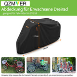 1 x RAW Customer Returns QZMVER Tricycle Cover for Adults, PU Waterproof Bicycle Cover, Tricycle for Adults with High Water Pressure, Three-wheeled Bicycle Cover, Tricycle Cover Black, 191 77 112 cm  - RRP €30.24