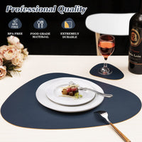 1 x RAW Customer Returns Washable leather placemats, washable round placemats, washable round placemats, leather look placemats, double-sided placemats and coasters, set of 6, oval black and brown  - RRP €26.92