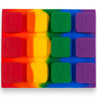 7 x Brand New Love is Love - silicone ice cube maker in rainbow colors for 12 ice cubes - ice cube tray approx. 17 x 14 x 2 cm in size - RRP €105.91