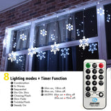 1 x RAW Customer Returns Geemoo LED Ice Rain Fairy Lights Christmas Lighting 5M 264 LED Fairy Lights Snowflake Power Operated with Timer 8 Modes Expandable for Indoor Outdoor Window Eaves Christmas Decoration Cool White  - RRP €31.99