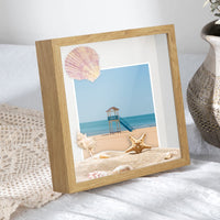 1 x RAW Customer Returns 3D picture frame for filling, Anhow 2 pieces deep 3D object frame 20 x 20 cm with transparent glass frame - wood color - RRP €21.99