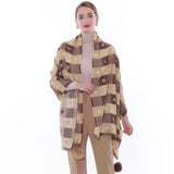 1 x Brand New SWAT PANY Scarves and shawls for women Khaki and Brown Pashmina shawl Warm Stole Winter Long Large Love The Style with hairball  - RRP €23.99