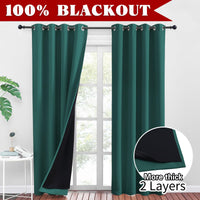 1 x RAW Customer Returns PONY DANCE Opaque Curtains Dark Green Set of 2 H 240 x W 140 cm Blackout Curtains Eyelets Thermal Curtain Heat Protection Blackout Curtains for Bedroom Double-Layered and Opaque Curtains - RRP €56.95