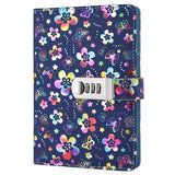 1 x RAW Customer Returns Lirener Retro PU Leather Book Refillable Diary Notebook Sketchbook Journal Planner Organizer Flora Pattern , A5 Notebook Sketchbook Memo Diary with Lock Code Password, 210x145mm - RRP €17.02