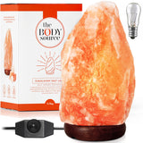 1 x RAW Customer Returns The Body Source Himalayan salt lamp 3-5 kg with dimmer switch light from the Salt Range Pakistan on a wooden stand - night light including 2x 15W bulbs and gift box - RRP €33.99