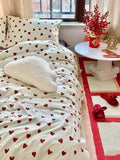 2 x RAW Customer Returns Nayoroom bed linen 140x200 hearts red white aesthetic duvet cover microfiber white bed linen with small red hearts and pillowcase 70x90 cm with zipper - RRP €41.12