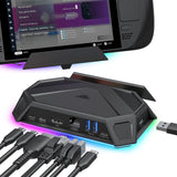 1 x RAW Customer Returns JSAUX RGB Docking Station for Steam Deck OLED ROG Ally Legion Go, 8-in-1 Steam Deck Dock with HDMI 4K 60Hz, Gigabit Ethernet, USB-C 3.0, Dual USB-A 3.0, USB 2.0 and 100W USB-C charging port-HB0801 Black  - RRP €59.65