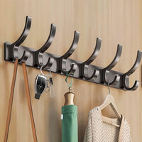 3 x Brand New Bosdontek Wall Coat Hook with 6 Hooks, Wall Mounted Wall Coat Rack, Wall Coat Hook for Entrance, Bedroom, Bathroom Black, 6 Hooks  - RRP €68.4