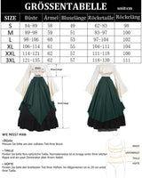 1 x RAW Customer Returns Fiamll Renaissance Dress Women s Medieval Dress Medieval Costume Women s Trumpet Sleeves Victorian Dresses Green Black L Shirt and Skirt  - RRP €65.35