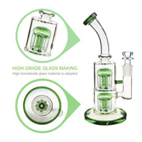 1 x Brand New REANICE Percolator Bong 18.8mm Height 27cm Bongs Green Bubblers Hookah Honeycomb Glass Water Pipes - RRP €29.99