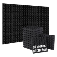 1 x RAW Customer Returns 32 pieces of acoustic foam, soundproofing foam, acoustic foam 30 30 5 cm, high density, flame-retardant sound absorber for recording studios, music studios, offices, conference rooms, home theaters - RRP €59.9