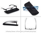 1 x RAW Customer Returns Pack Reading Glasses 4.0 Men Women, Good Glasses, High Quality, Rectangular, Comfortable, Great Reading Aid, for Men and Women, Black-Blue-Gray - RRP €18.13