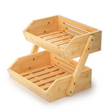 1 x RAW Customer Returns Merysen Fruit Basket Bamboo, 2 Tier Fruit Bowl for Countertop, Decorative Fruit Baskets Organizer, Vegetable Bread Storage Holder for Kitchen Storage - RRP €32.98