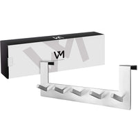 1 x RAW Customer Returns VMbathrooms Premium door coat rack with unique hook design Door hook rail for standard door rebate up to 2.1cm Coat hook door free e-book brushed stainless steel  - RRP €20.14