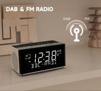 1 x RAW Customer Returns iTOMA FM DAB radio alarm clock with USB charging port, Bluetooth stereo speaker, headphone jack, dual alarm, snooze, dimmable LCD display 3501 - RRP €59.99