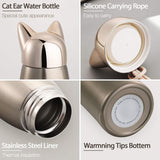 1 x RAW Customer Returns Cute Cat Shape Stainless Steel Insulated Water Bottle for Women and Kids Golden  - RRP €20.16