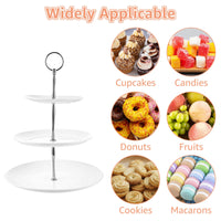 1 x RAW Customer Returns YAYODS 3 pieces cake stand 3 levels - white height 33 cm cupcake stand - plastic round cake stand 3 levels for cakes, fruit, snacks, cookies, afternoon tea - RRP €22.99