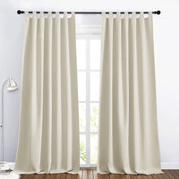 1 x RAW Customer Returns PONY DANCE Opaque Curtains Bedroom - Loop Curtains Living Room Modern Thermal Curtain against Cold and Heat Blackout Curtains, 2 Pieces H 245 x W 140 cm, Light Beige - RRP €38.32