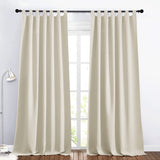 1 x RAW Customer Returns PONY DANCE Opaque Curtains Bedroom - Loop Curtains Living Room Modern Thermal Curtain against Cold and Heat Blackout Curtains, 2 Pieces H 245 x W 140 cm, Light Beige - RRP €38.32