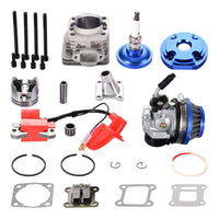 1 x RAW Customer Returns Blue 44-6 Big Bore 2 Stroke Engine Cylinder Piston Kit With Carburetor Air Filter Ignition Coil Set Replacement for 43cc 47cc 49cc PocketBike ATV Quad Mini Motocross - RRP €55.15