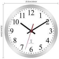 1 x RAW Customer Returns Foxtop Radio Wall Clock Silent Silent Analogue Non Ticking 25 cm Easy to Read Clock for Kitchen, Living Room, Bedroom, Home Office, Silver - RRP €27.82