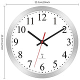 1 x RAW Customer Returns Foxtop Radio Controlled Wall Clock Silent Analogue Non-Ticking 25 cm Easy to Read Clock for Kitchen, Living Room, Bedroom, Home Office, Silver - RRP €30.99