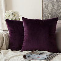 1 x RAW Customer Returns MIULEE velvet cushion cover pillowcase pillow covers sofa cushions decorative throw pillows couch cushions decorative cover cover decorative pillows for sofa living room bedroom set of 2 60 x 60 cm aubergine purple - RRP €22.49