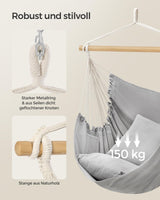 1 x RAW Customer Returns SONGMICS Hanging Chair, Hanging Swing, Hanging Chair with 2 Cushions, Metal Chain, Load Capacity up to 150 kg, Indoor and Outdoor, Living Room, Bedroom, Dove Grey GDC197G01 - RRP €33.26