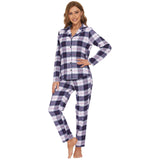 1 x RAW Customer Returns Mnemo Home Women s 100 Cotton Flannel Long Pajamas, Blue and White., L - RRP €32.99