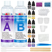 1 x RAW Customer Returns Epoxy resin set for beginners 500ml, crystal clear epoxy resin casting resin with epoxy resin color, glitter, wooden sticks, gloves, measuring cup, for art projects, jewelry making, crafts - RRP €23.18