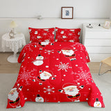 1 x Brand New Homewish Christmas Bedding 135x200 Cute Santa Claus Snowman Duvet Cover for Kids Boys Girls White Snowflakes Comforter Set Xmas Red Luxury Down Duvet New Year Gift - RRP €20.4