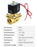 1 x RAW Customer Returns QWORK solenoid valve 220V, 3 4 G, brass, for water air gas oil, DN20 - RRP €27.73